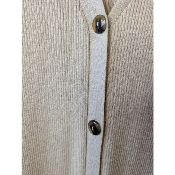Sanctuary Ribbed Maxi Cardigan Duster Button Front Oatmeal Cream Medium - Picture 3 of 10